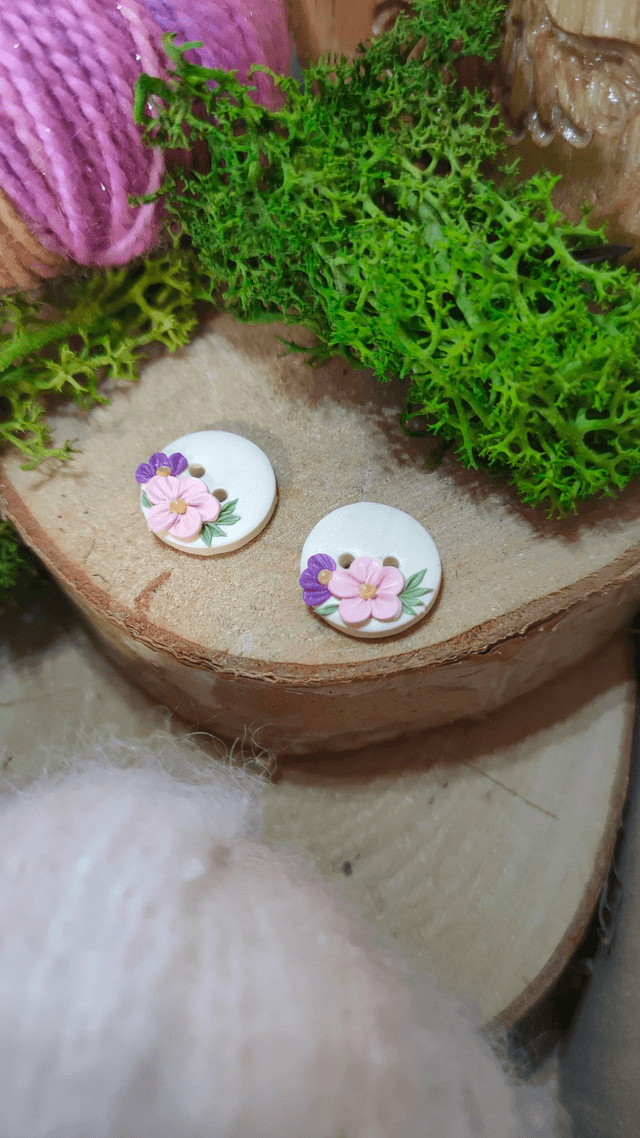 Bouton fleuri 2 trous lot de 2