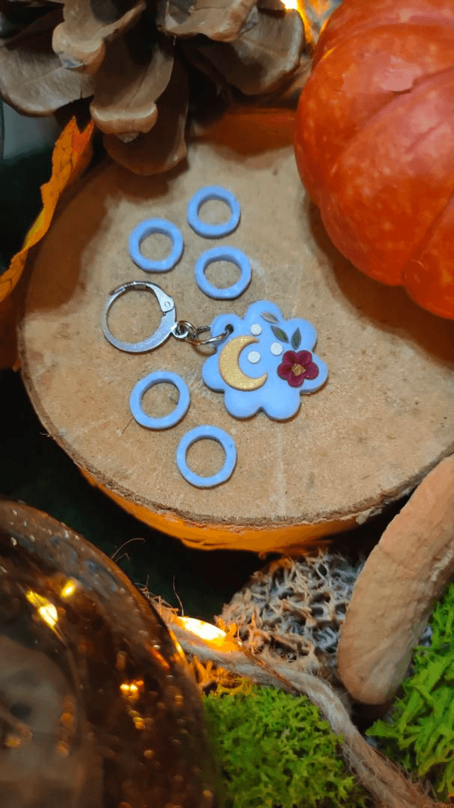 Marqueur amovible dormeuse fleur poétique + 5 anneaux
